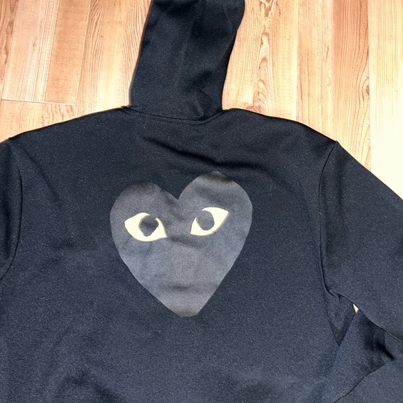 COMME DES GARCONS CDG PLAY BLACK HEART FULL ZIP BACK PRINT HOODIE SIZE XXL - Picture 2 of 9